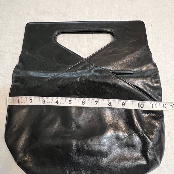 HOBO International Black Leather Clutch Bag – Triangle Handle Vintage Handbag - Picture 6 of 7